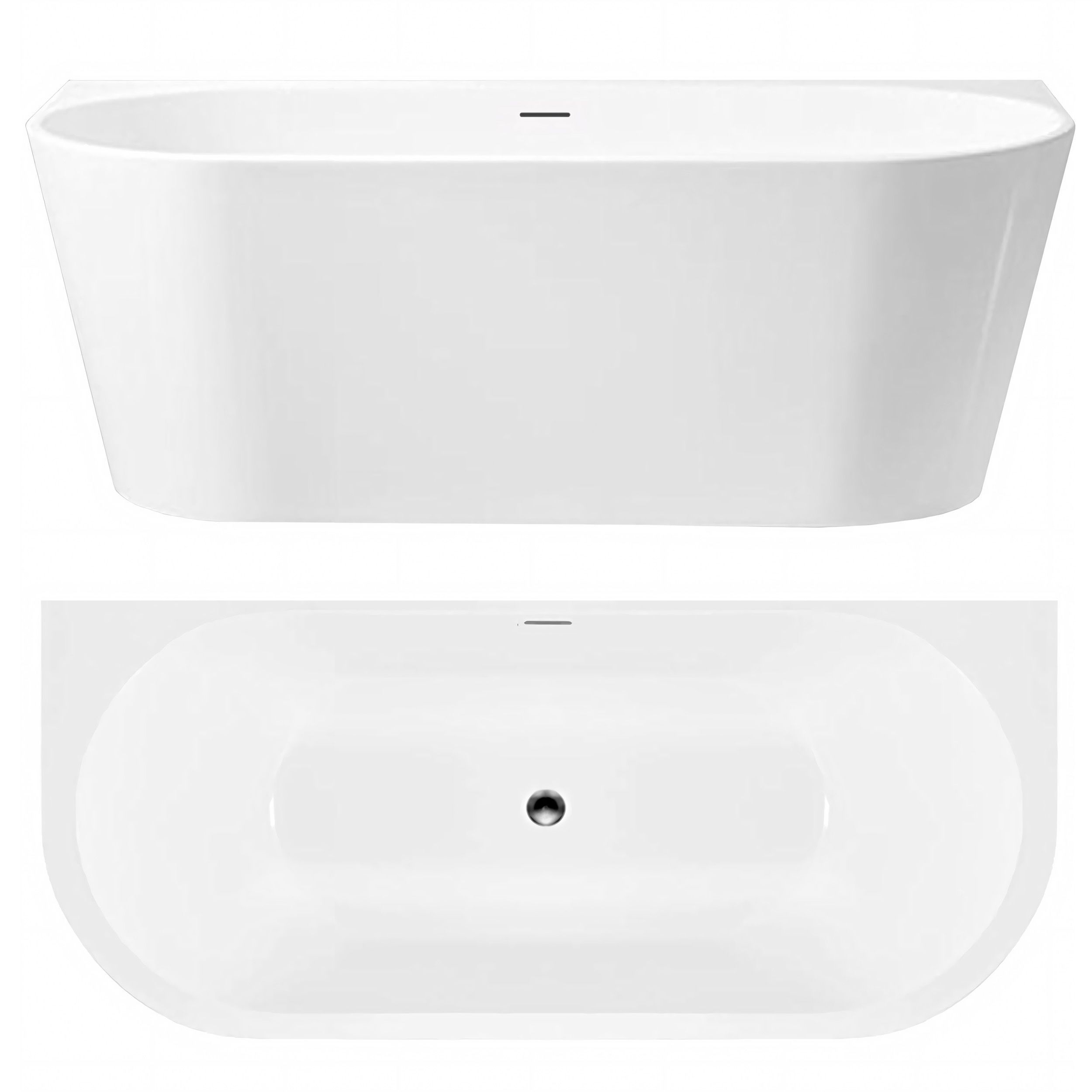 Rea Capri, cadă acrilică pentru peretele din spate, 150x58cm, dop de scurgere cromat, REA-W9800