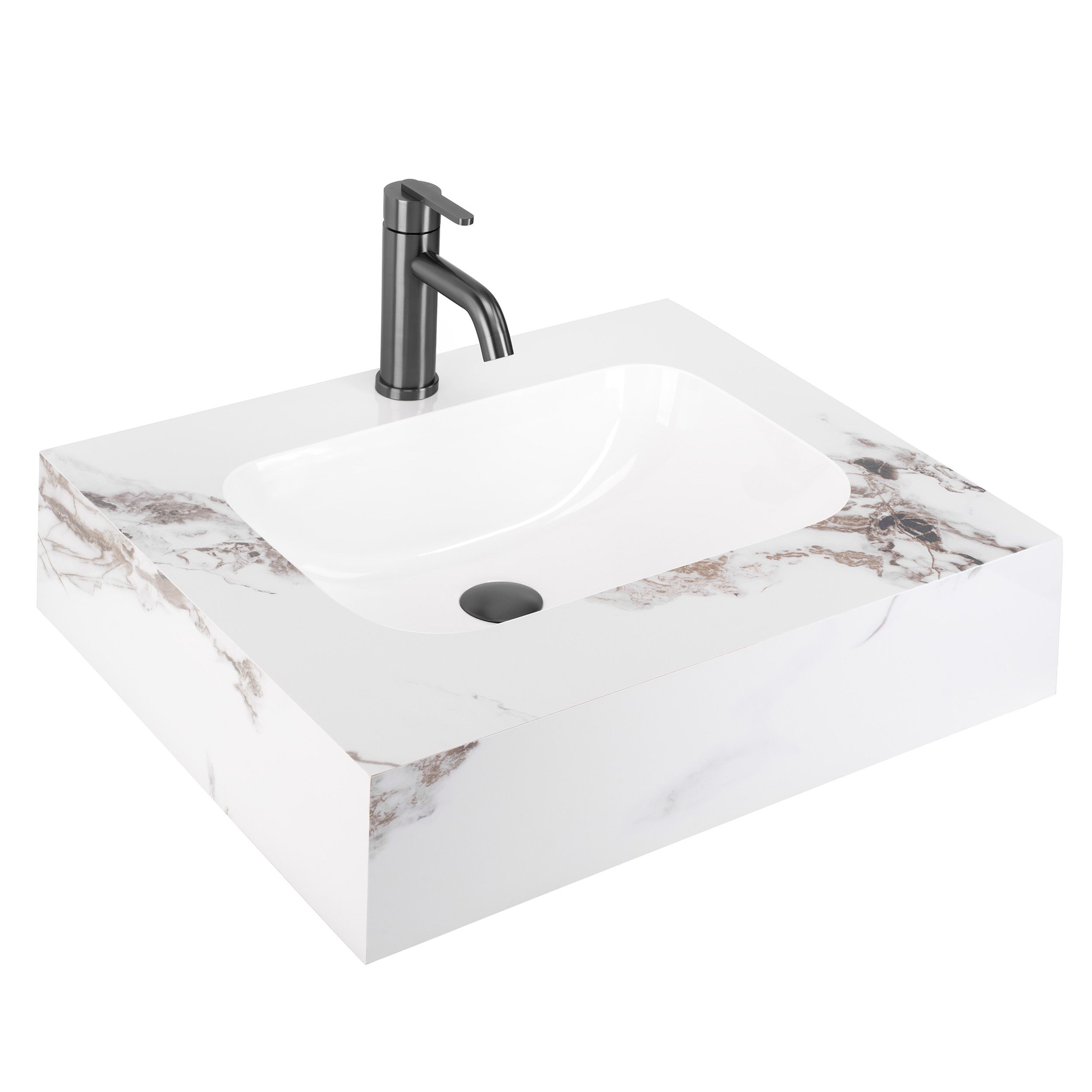 Rea Aresa, nástenné umývadlo 600x500x160mm, imitácia kameňa, REA-U9975