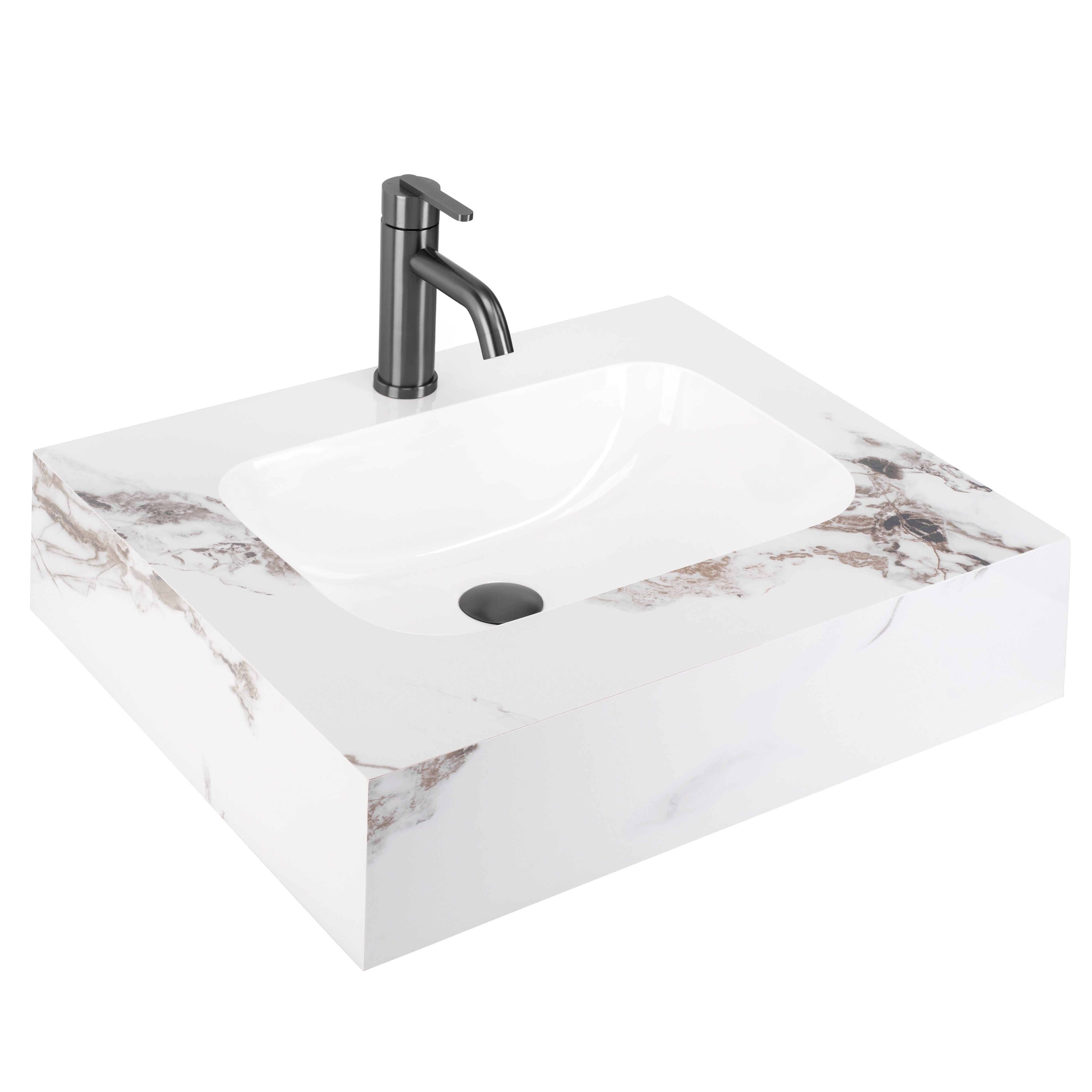 Rea Aresa, nástenné umývadlo 600x500x160mm, imitácia kameňa, REA-U9975