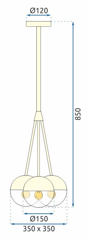 Toolight - Závesné svietidlo 3xE27 z mliečneho skla APP688-3CP, biela-zlatá, OSW-05366