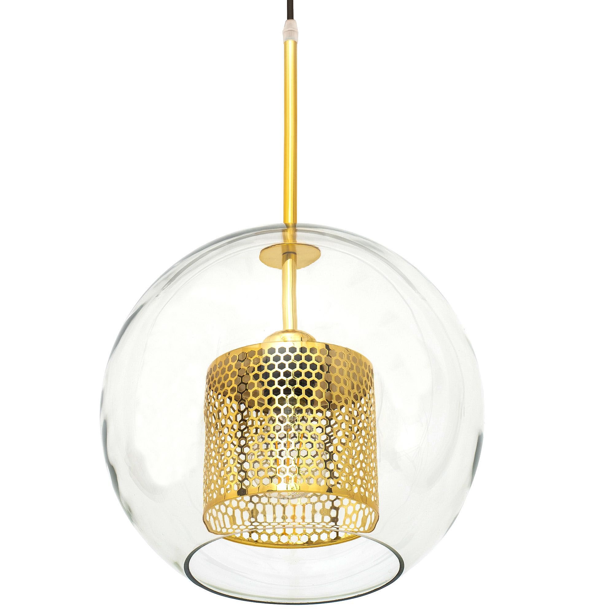 Toolight - závesná sklenená lampa APP556-1CP 30cm, zlatá, OSW-08749