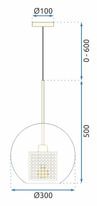 Toolight - závesná sklenená lampa APP556-1CP 30cm, zlatá, OSW-08749