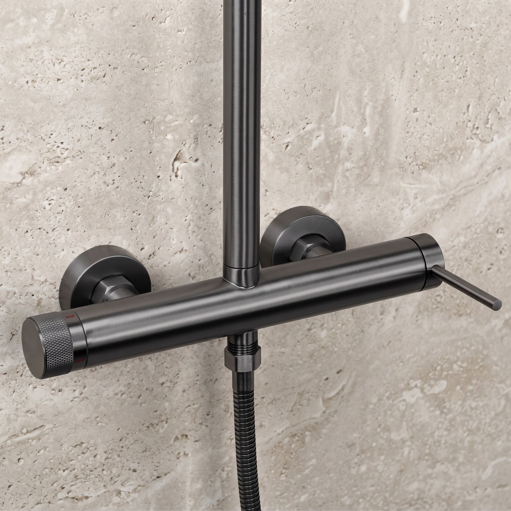 Rea Foss Clif, set de duș cu baterie cu pârghie, titan, REA-P3900
