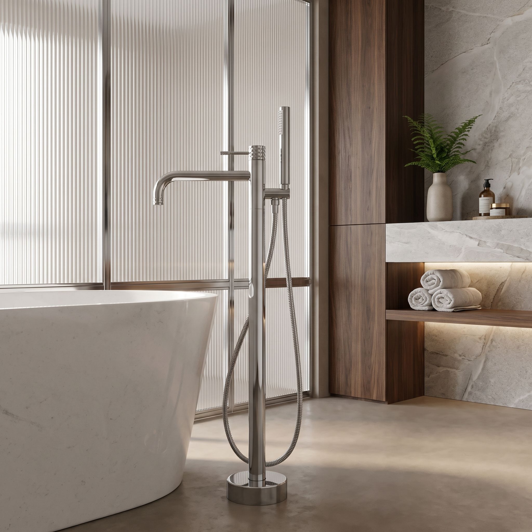 Baterie de cadă independentă Rea Lungo Diamond, crom, REA-B2250
