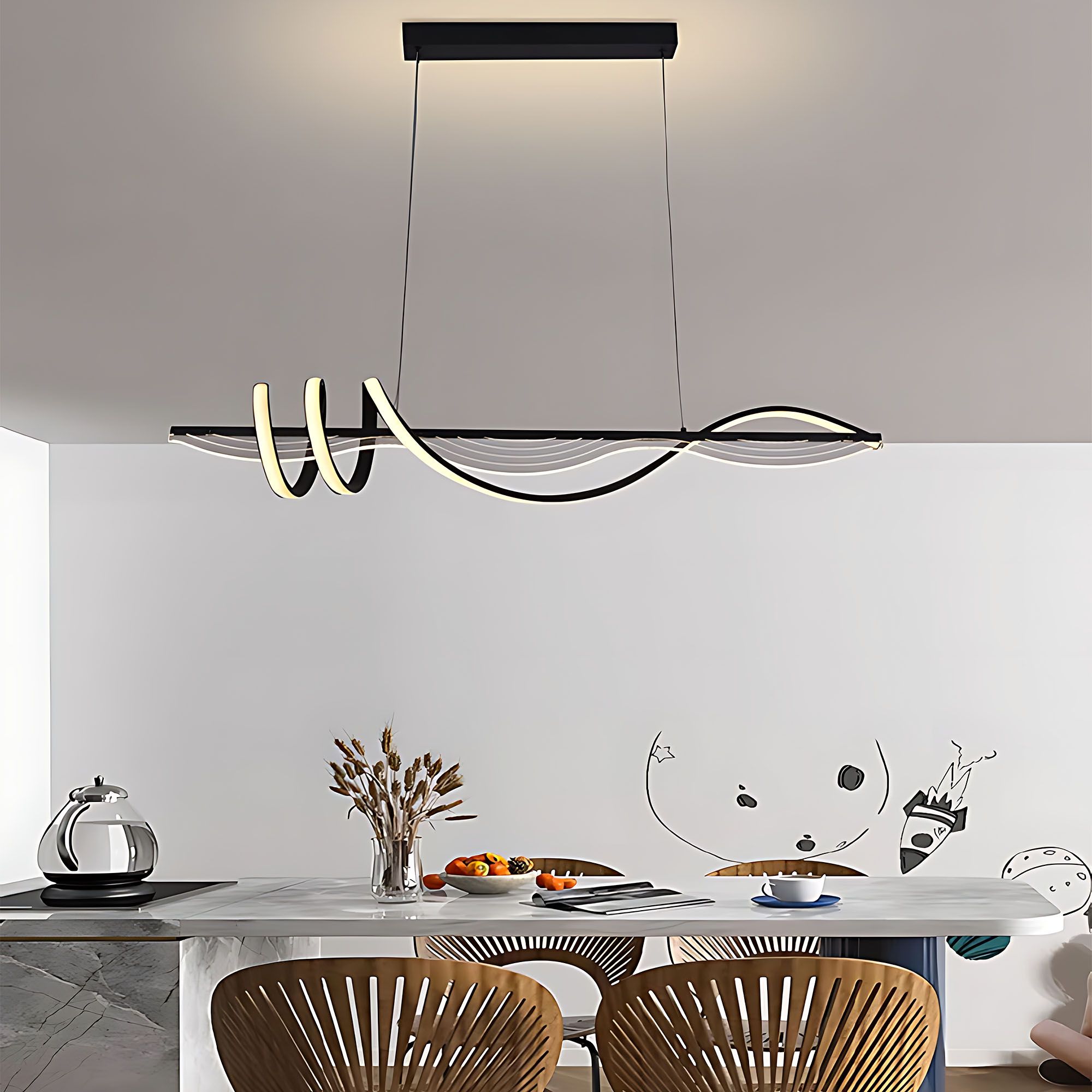 Rea, závesné LED svietidlo LHJ041-CP, 100 cm, čierna, OSW-50019