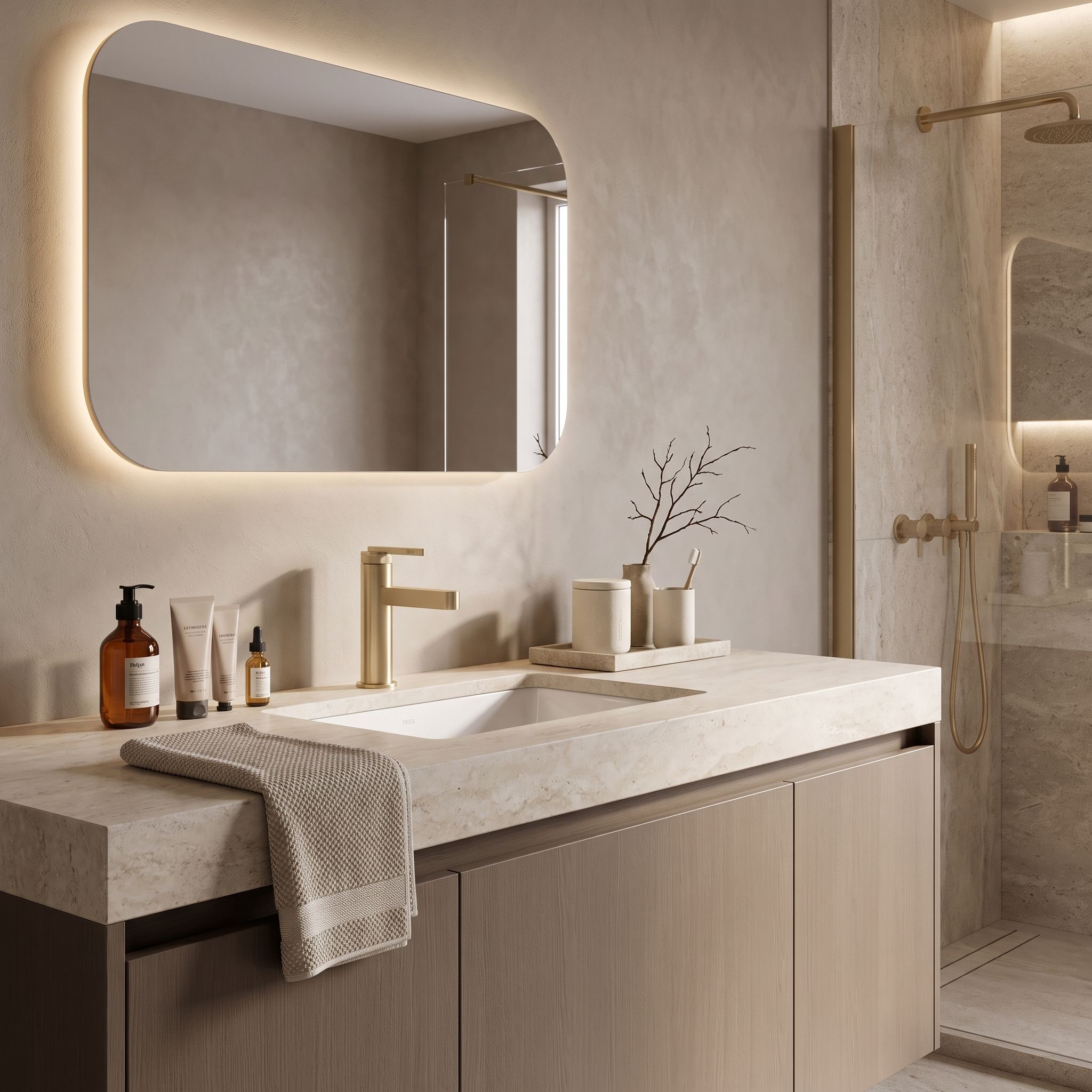 Baterie lavoar Rea Grace, 170 cm, auriu periat, REA-B8932