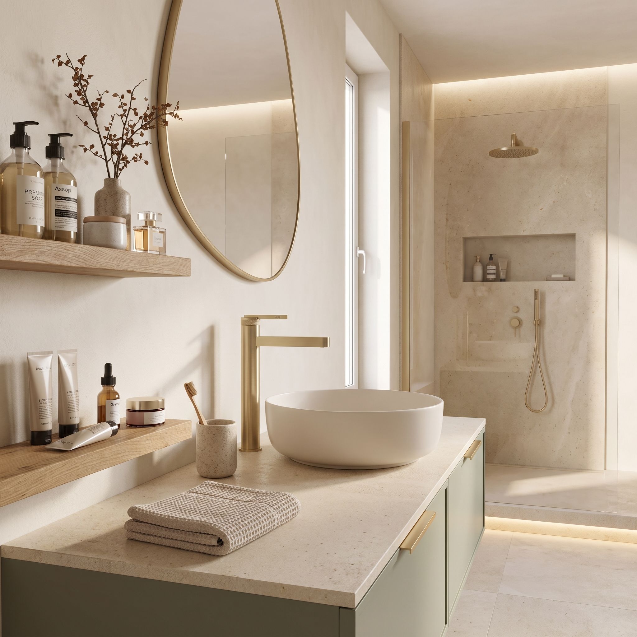 Baterie lavoar Rea Grace, h287, auriu periat, REA-B8939