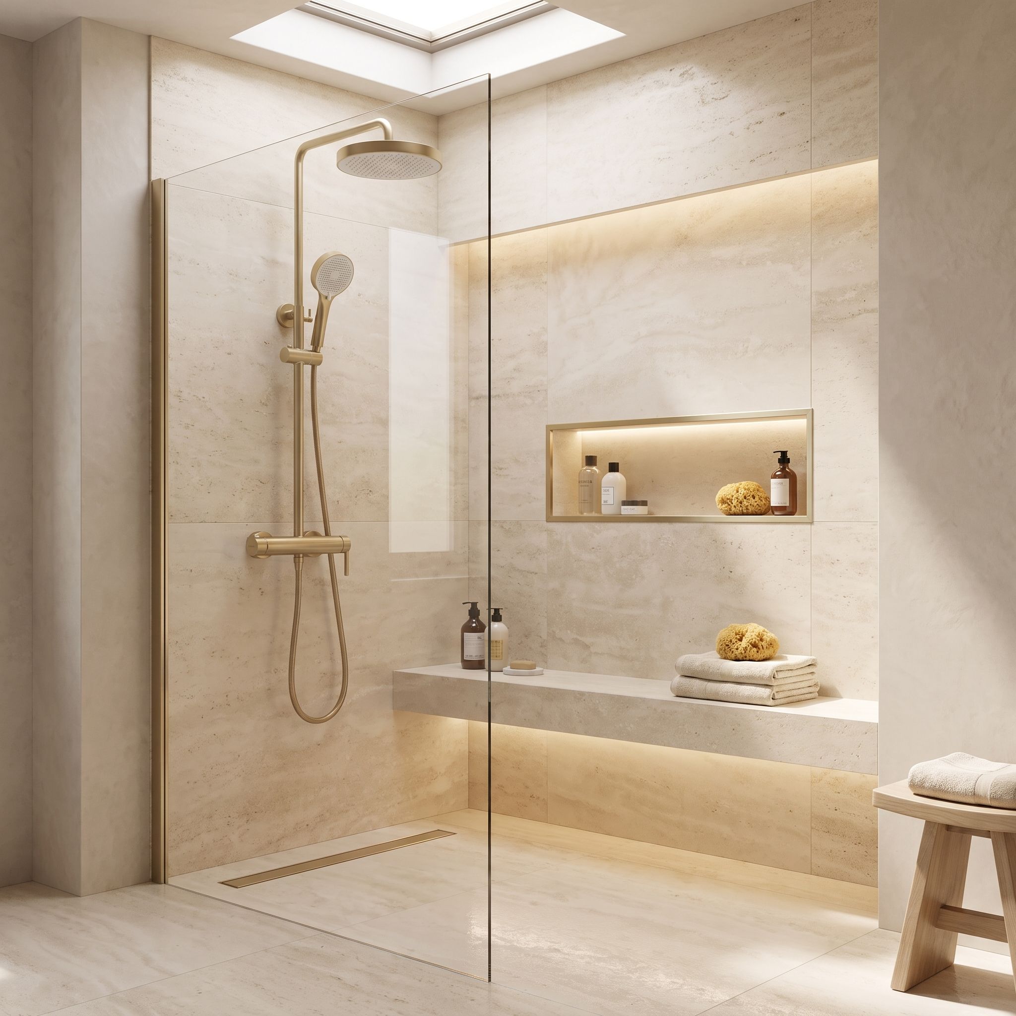 Rea Grace, set de duș cu baterie cu pârghie, auriu periat, REA-P4401