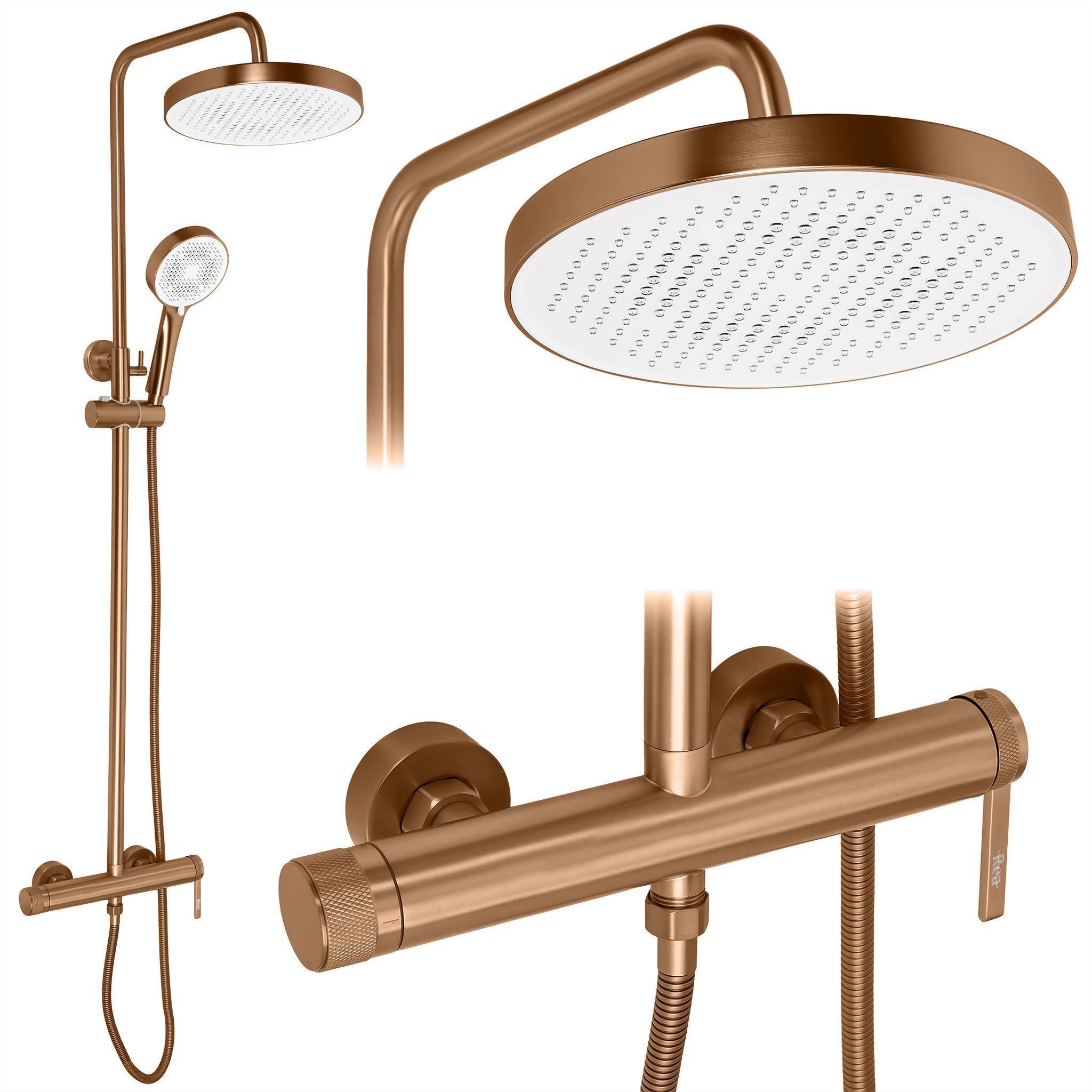 Rea Grace, set de duș cu baterie cu pârghie, cupru mat, REA-P4403