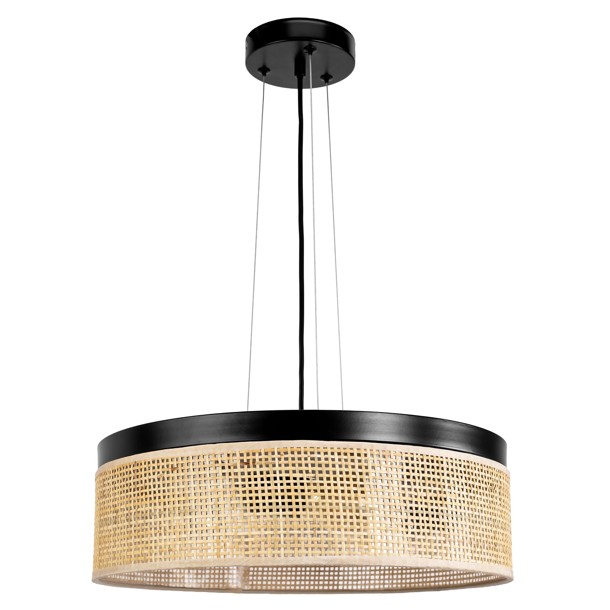 Toolight APP1901-3CP, závesné svietidlo s ratanovým tienidlom, Ø 40 cm, 3× E27, hnedá, OSW-63000