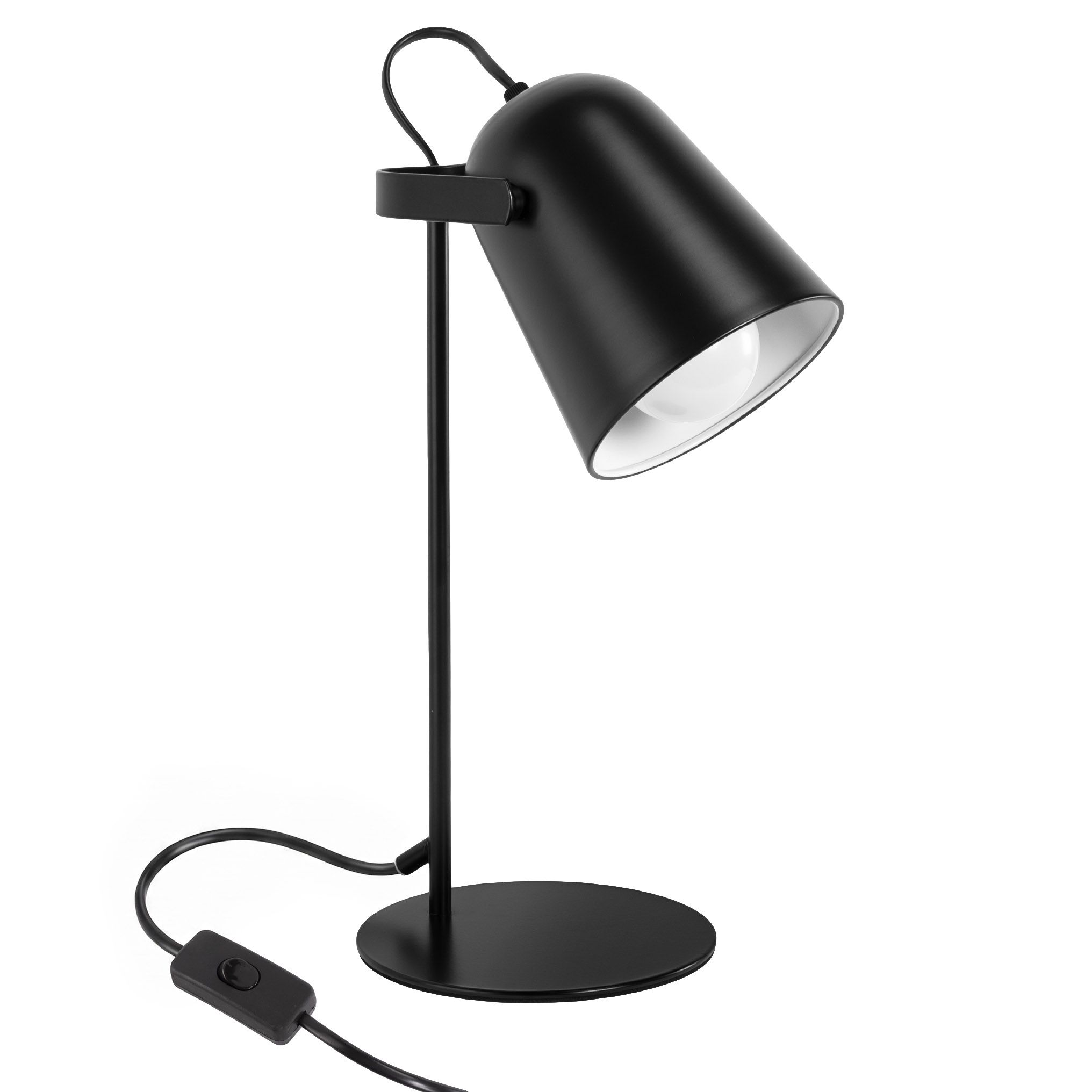 Toolight JNH047-1T, kovová stolná lampa s pohyblivým reflektorom, v. 37 cm, 1× E27, čierna, OSW-56239