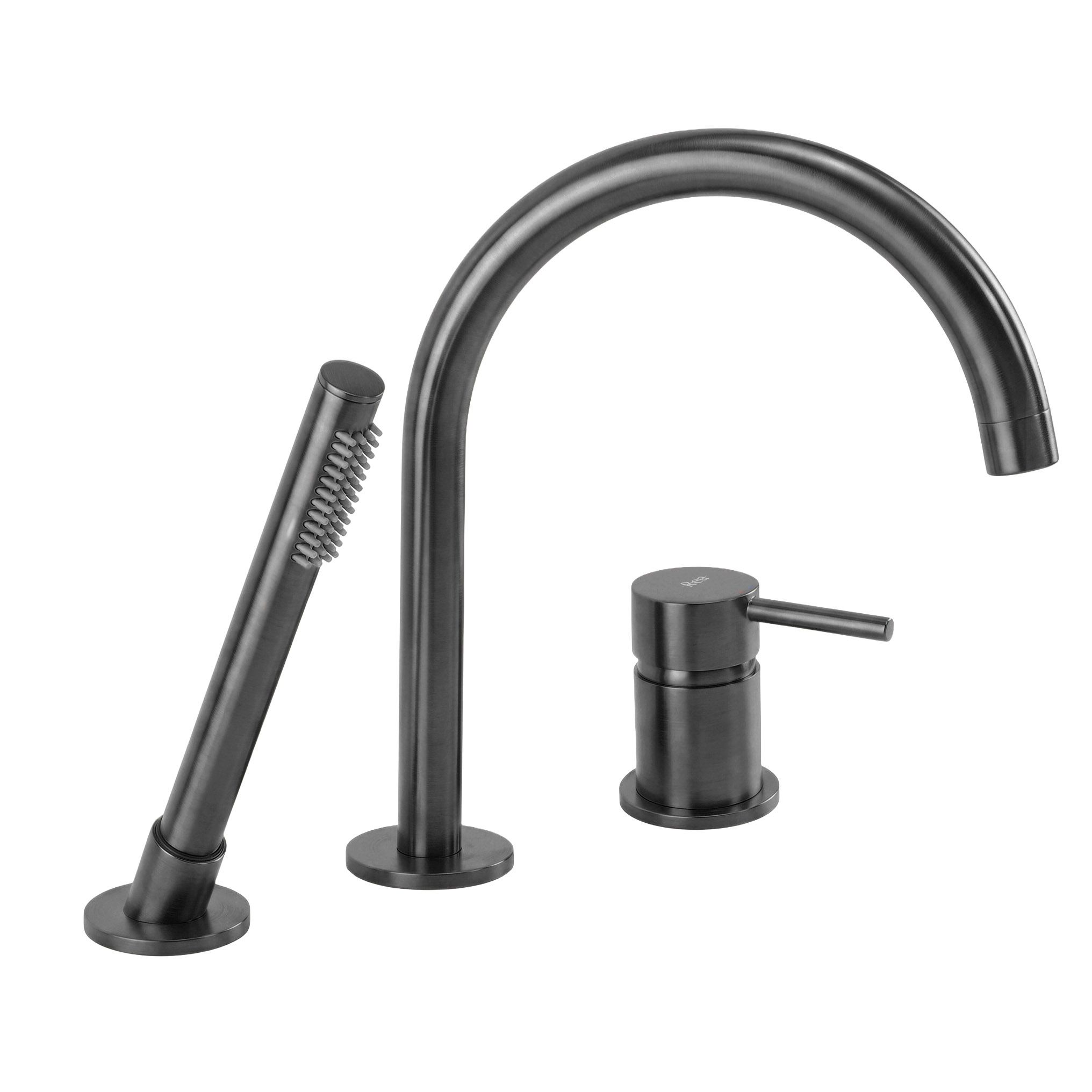 Rea Lungo, 3-otvorová vaňová batéria s ručnou sprchou, v. 275 mm, titánová, REA-B2264