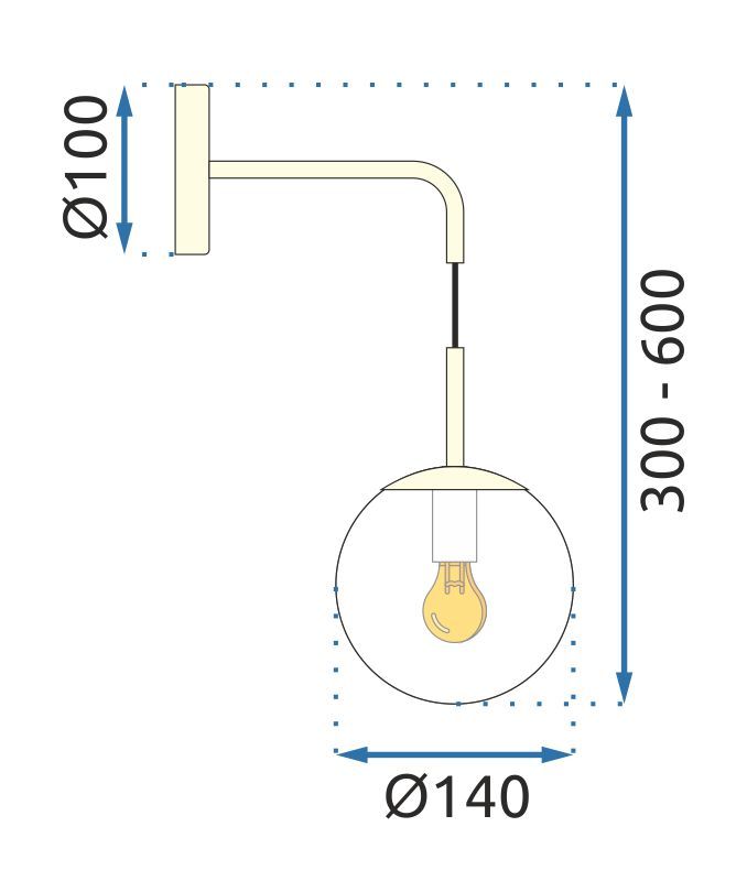 Toolight - nástenná sklenená lampa E27 60W APP685-1W, zlatá, OSW-00095
