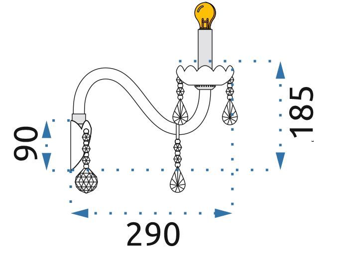 Toolight - nástenná krištáľová lampa Kinkiet 300755, OSW-04602
