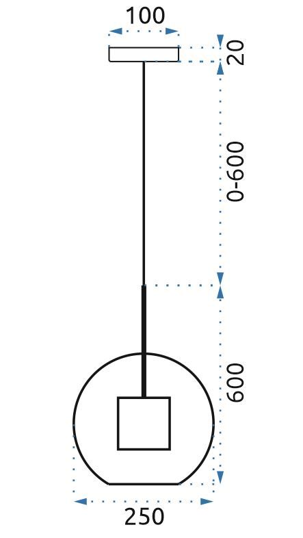 Toolight - závesná sklenená lampa APP555-1CP 25cm, zlatá, OSW-08748