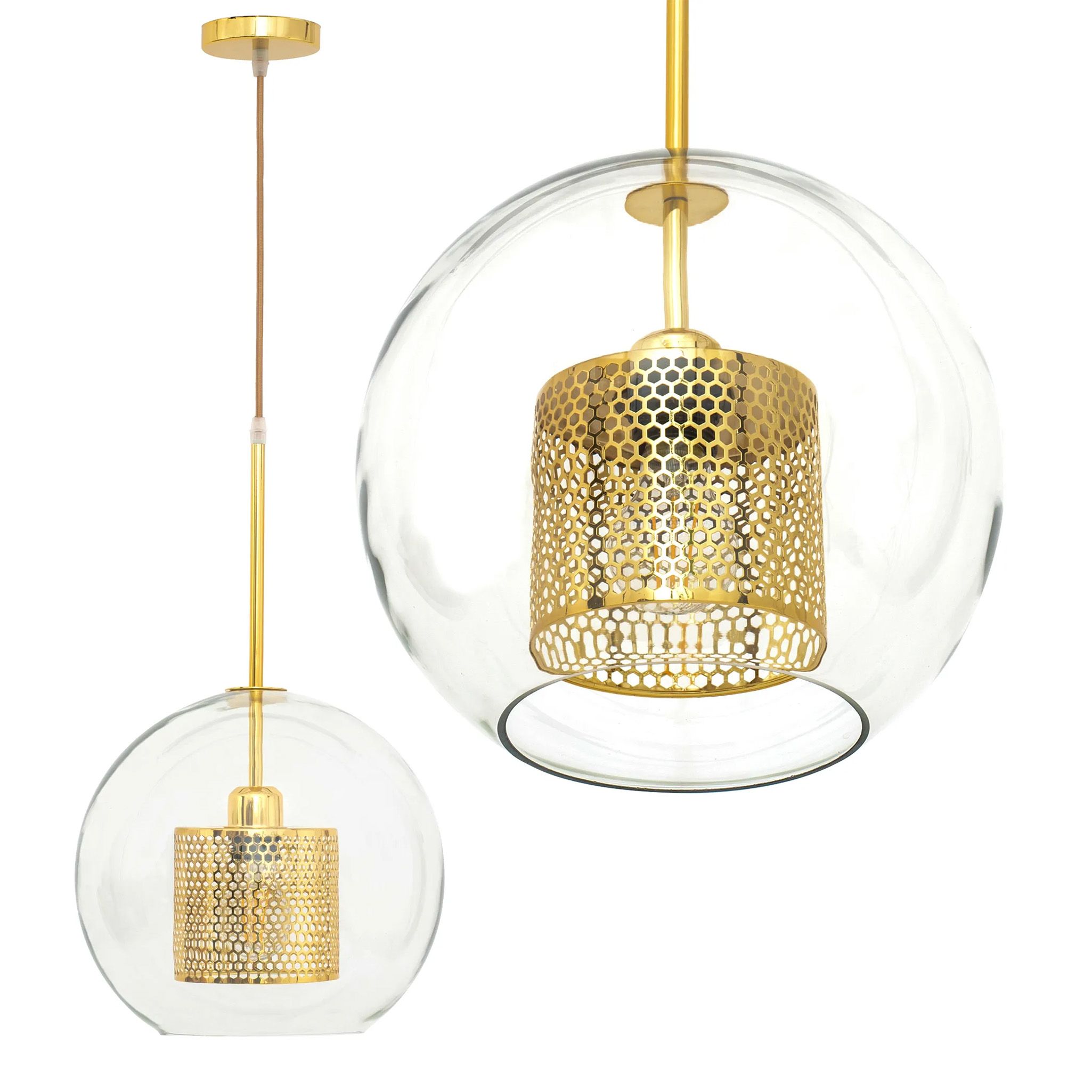 Toolight - závesná sklenená lampa APP555-1CP 25cm, zlatá, OSW-08748