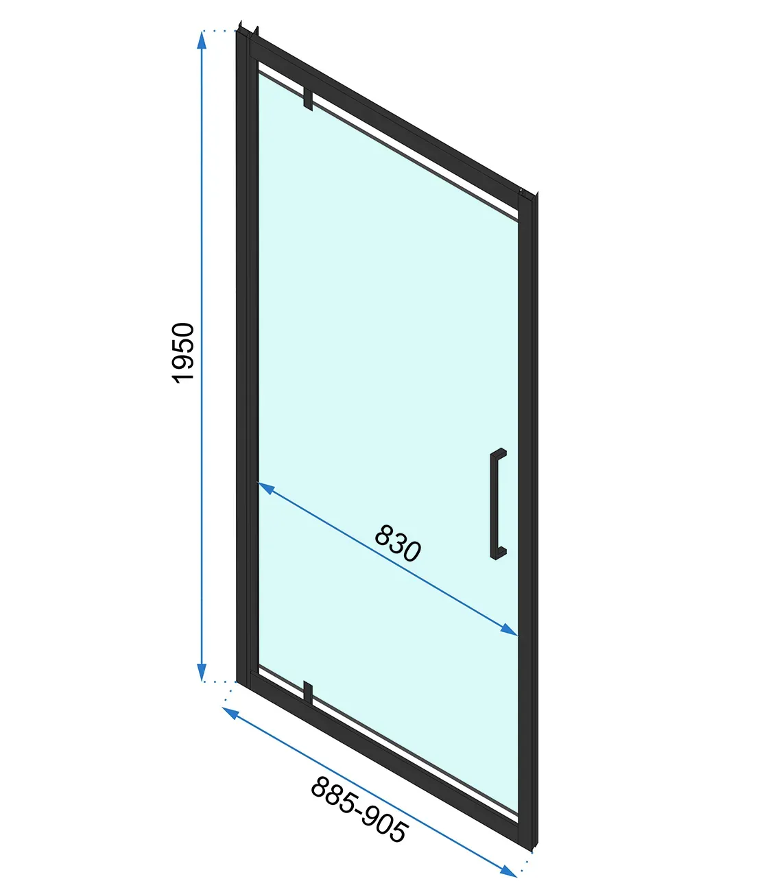 Rea Rapid Swing, 1-krídlové sprchové dvere 90 x 195 cm, 6mm číre sklo, čierny profil, REA-K6409