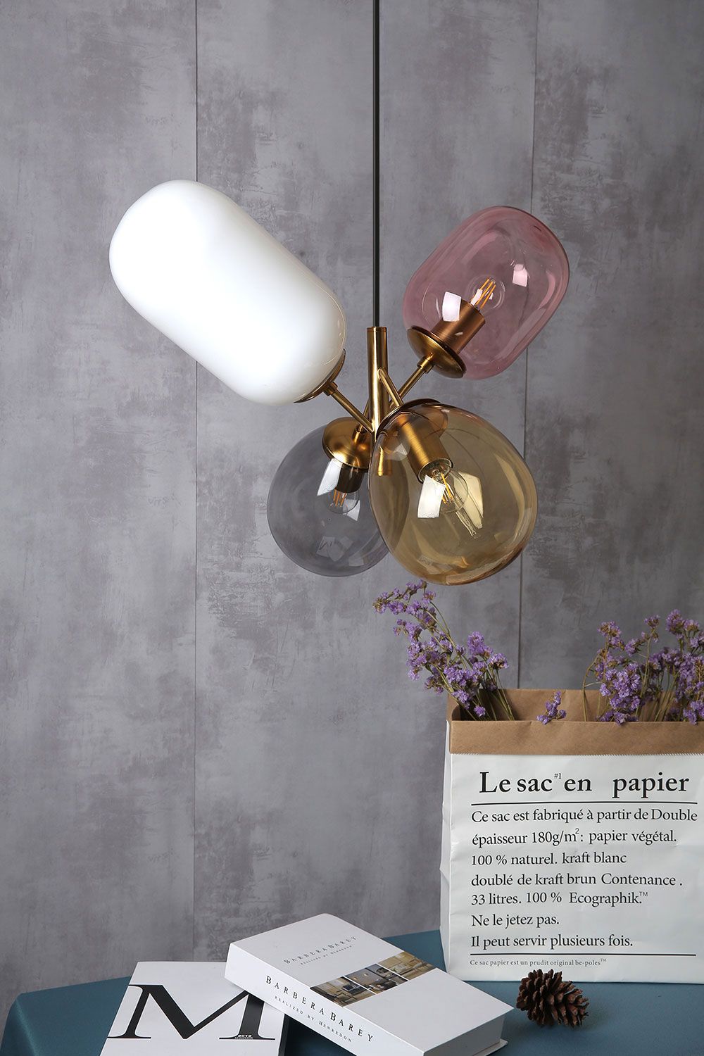 Toolight, Stropné svietidlo zo skla viacfarebné E14 60W APP436-4C, OSW-00565