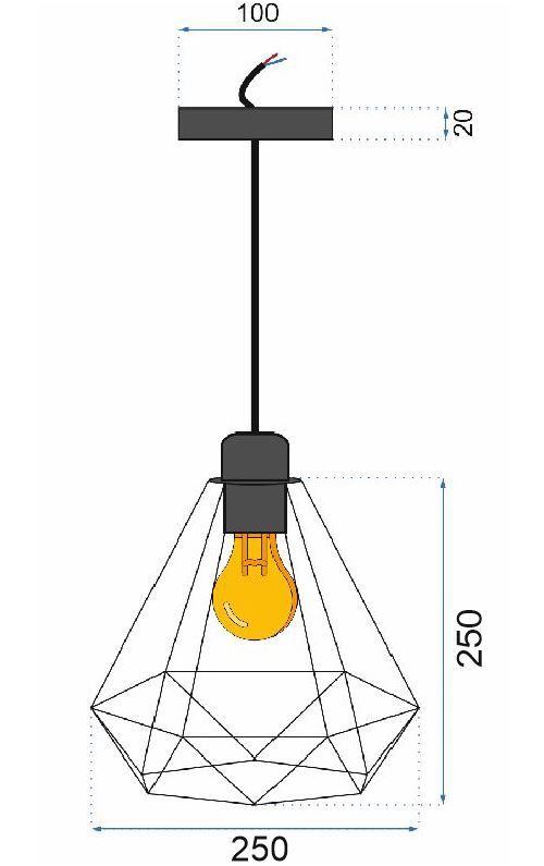 Toolight, Stropné svietidlo, geometrické, závesné, loft štýl na lane APP678-1CP, čierna-hnedá, OSW-05644