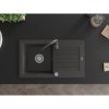 Mexen Pablo, 1-komorový granitový drez s odkvapkávačom 75x44 cm a kuchynskou batériou Telma, čierna-škvrnitá, 6510-76-670200-76