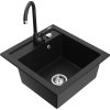 Mexen Vito, 1-komorový granitový drez a kuchynská batéria Telma, čierna, 6503-77-670200-70