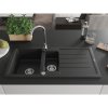 Mexen Andres 1,5-komorový granitový kuchynský drez s odkvapkávačom 100x50 cm a kuchynská batéria Telma, čierna, 6515-77-670200-00