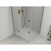 Mexen Roma, sprchovací kút 90 (dvere) x 70 (stena) cm, 6mm číre sklo, zlatý profil + slim sprchová vanička 5cm, 854-090-070-50-00-4010