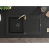 Mexen Leo 1-komorový granitový drez s odkvapkávačom 900x500mm a kuchynskou batériou Telma, čierna-zlatá, 6501-77-670200-50