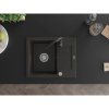 Mexen Enzo, 1-komorový granitový drez s odkvapkávačom 58x47 cm a kuchynskou batériou Telma, čierna-zlatá, 6506-75-670200-70