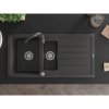 Mexen Andres 1,5-komorový granitový kuchynský drez s odkvapkávačom 100x50 cm a kuchynská batéria Telma, čierna-škvrnitá, 6515-76-670200-76