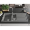 Mexen Andres 1,5-komorový granitový kuchynský drez s odkvapkávačom 100x50 cm a kuchynská batéria Telma, šedá, 6515-71-670200-00