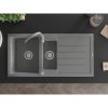 Mexen Andres 1,5-komorový granitový kuchynský drez s odkvapkávačom 100x50 cm a kuchynská batéria Telma, šedá, 6515-71-670200-71