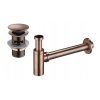 Mexen príslušenstvo, Umývadlový flaškový sifón okrúhly so zátkou click-clack, s prepadom, starožitná meď, 7992050-45