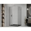Mexen Roma, sprchový kút s krídlovými dverami 100 (dvere) x 90 (stena) cm, 6mm číre sklo, chrómový profil + slim sprchová vanička čierna + chrómový sifón, 854-100-090-01-00-4070