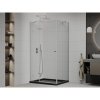 Mexen Roma, sprchový kút s krídlovými dverami 120 (dvere) x 80 (stena) cm, 6mm číre sklo, chrómový profil + slim sprchová vanička čierna + chrómový sifón, 854-120-080-01-00-4070