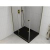 Mexen Roma, sprchovací kút s 1-krídlovými dverami 100 (dvere) x 80 (stena) cm, 6mm číre sklo, zlatý profil, slim sprchová vanička 5cm čierna, 854-100-080-50-00-4070G