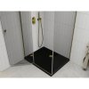 Mexen Roma, sprchovací kút s 1-krídlovými dverami 100 (dvere) x 80 (stena) cm, 6mm číre sklo, zlatý profil, slim sprchová vanička 5cm čierna, 854-100-080-50-00-4070G