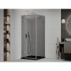 Mexen Roma, sprchový kút s krídlovými dverami 80 (dvere) x 80 (stena) cm, 6mm šedé sklo, chrómový profil + slim sprchová vanička čierna + chrómový sifón, 854-080-080-01-40-4070