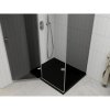 Mexen Roma, sprchový kút s krídlovými dverami 80 (dvere) x 100 (stena) cm, 6mm šedé sklo, chrómový profil + slim sprchová vanička čierna + chrómový sifón, 854-080-100-01-40-4070
