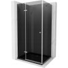 Mexen Roma, sprchový kút s krídlovými dverami 80 (dvere) x 100 (stena) cm, 6mm šedé sklo, chrómový profil + slim sprchová vanička čierna + chrómový sifón, 854-080-100-01-40-4070