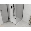 Mexen Roma, sprchovací kút s 1-krídlovými dverami 70 (dvere) x 80 (stena) cm, 6mm číre sklo, čierny profil, slim sprchová vanička 5cm biela s čiernym sifónom, 854-070-080-70-00-4010B