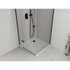 Mexen Roma, sprchovací kút s 1-krídlovými dverami 70 (dvere) x 80 (stena) cm, 6mm číre sklo, čierny profil, slim sprchová vanička 5cm biela s čiernym sifónom, 854-070-080-70-00-4010B