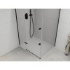 Mexen Roma, sprchovací kút s 1-krídlovými dverami 80 (dvere) x 110 (stena) cm, 6mm číre sklo, čierny profil, slim sprchová vanička 5cm biela s čiernym sifónom, 854-080-110-70-00-4010B