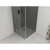 Mexen Roma, sprchový kút s krídlovými dverami 80 (dvere) x 80 (stena) cm, 6mm šedé sklo, chrómový profil + slim sprchová vanička biela + chrómový sifón, 854-080-080-01-40-4010