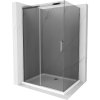 Mexen Omega, sprchový kút s posuvnými dverami 120 (dvere) x 100 (stena) cm, 8mm šedé sklo, chrómový profil + slim sprchová vanička biela + chrómový sifón, 825-120-100-01-40-4010