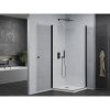 Mexen Pretoria Duo, sprchovací kút s 2-krídlovými dverami 80 (dvere) x 80 (dvere) cm, 6mm číre sklo, čierny profil + slim sprchová vanička 5cm biela s čiernym sifónom, 852-080-080-70-02-4010B