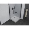 Mexen Pretoria Duo, sprchovací kút s 2-krídlovými dverami 80 (dvere) x 80 (dvere) cm, 6mm číre sklo, čierny profil + slim sprchová vanička 5cm biela s čiernym sifónom, 852-080-080-70-02-4010B