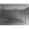 Mexen Kioto, priechodná sprchová zástena 130 x 200 cm, 8mm sklo číre/biely vzor, 2x zlatá stabilizačná rozpera, 800-130-002-50-85