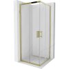 Mexen Rio, štvorcový sprchovací kút s posuvnými dverami 80(dvere) x 80(dvere) x 190 cm, 6mm číre sklo, zlatý profil, 860-080-080-50-00