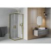 Mexen Rio, štvorcový sprchovací kút s posuvnými dverami 80(dvere) x 80(dvere) x 190 cm, 6mm číre sklo, zlatý profil, 860-080-080-50-00